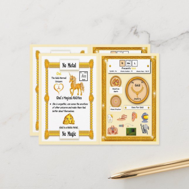 Ghel - Gold Horn Unicorn Game Card Postkarte (Vorderseite/Rückseite Beispiel)