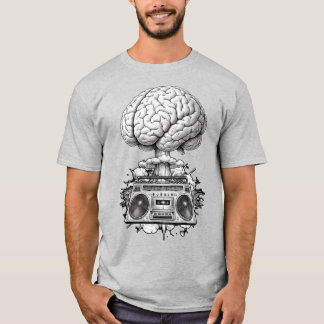 Ghettoblaster Brain Explosion Illustration T-Shirt