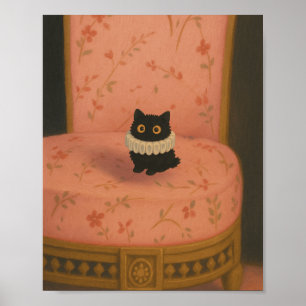 Ghibli Style Black Cat auf rosa Stuhl Poster druck