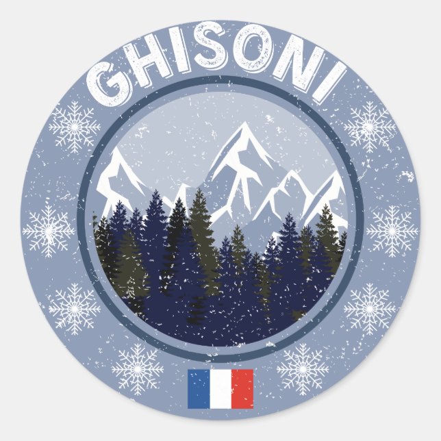 Ghisoni Skistation Runder Aufkleber (Vorderseite)
