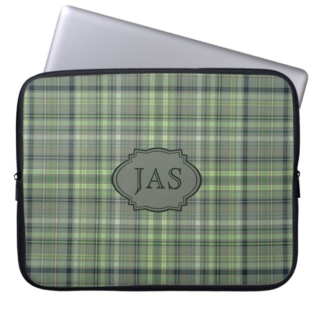 Ghlas Kariert mit/ Initials Laptopschutzhülle (Vorderseite)