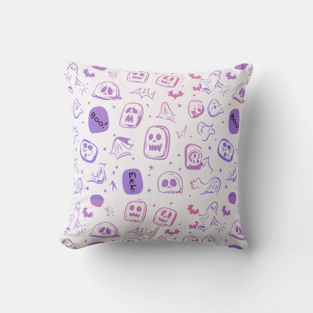 Ghoful Bats & Eerie Faces Halloween Dekoration Kissen (Vorderseite)