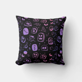 Ghoful Bats & Eerie Faces Halloween Schwarze Dekor Kissen