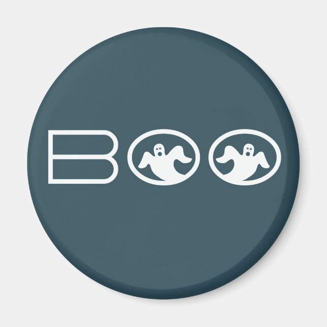 Ghoful Boo Halloween Magnet, Blau und Weiß Magnet (Vorne)
