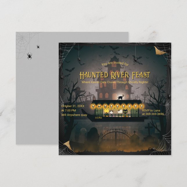 Ghoful Graveyard Cruise Einladung (Vorne/Hinten)