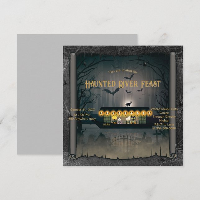 Ghoful Graveyard Cruise Einladung (Vorne/Hinten)