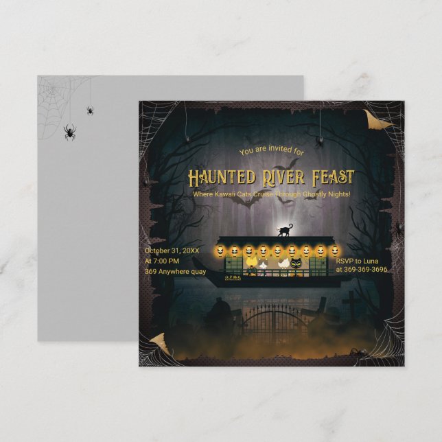 Ghoful Graveyard Cruise Einladung (Vorne/Hinten)