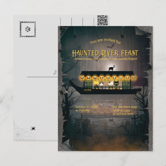 Ghoful Graveyard Cruise Einladung Postkarte (Vorne/Hinten)