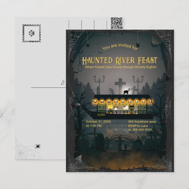 Ghoful Graveyard Cruise Einladung Postkarte (Vorne/Hinten)