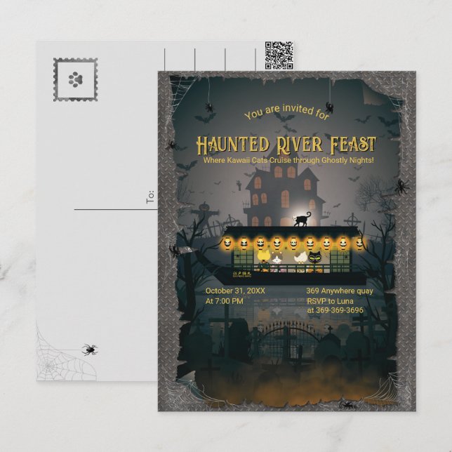 Ghoful Graveyard Cruise Einladung Postkarte (Vorne/Hinten)