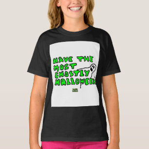 Ghoful Halloween Girls Black Basic T Shirt