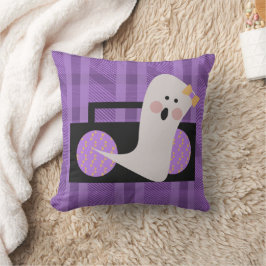 Ghost 80er 90s Lila Karierte Halloween-Kissen Kissen