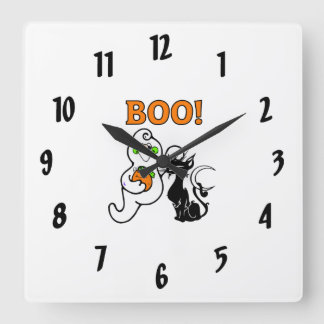 Ghost and Black Cat Quadratische Wanduhr