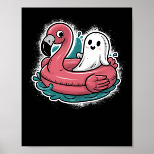 Ghost auf einem Pool Funny Spookoky Sommer Summerw Poster