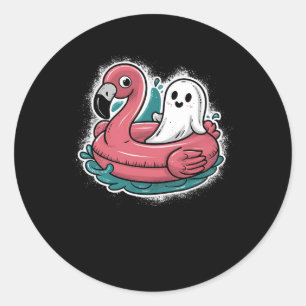Ghost auf einem Pool Funny Spookoky Sommer Summerw Runder Aufkleber