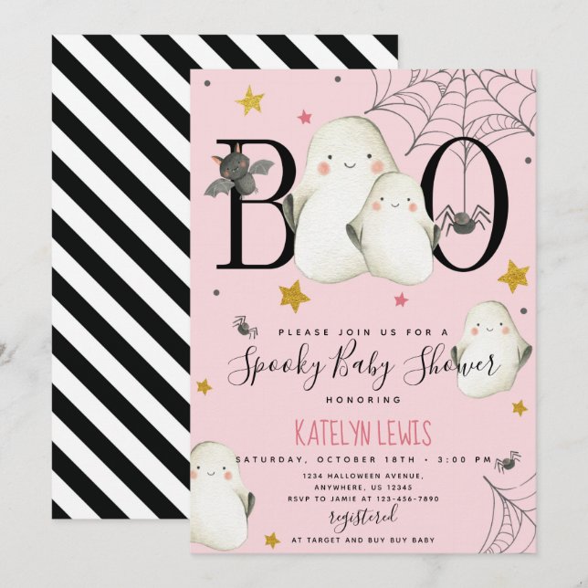 Ghost Baby Shower Einladung (Vorne/Hinten)