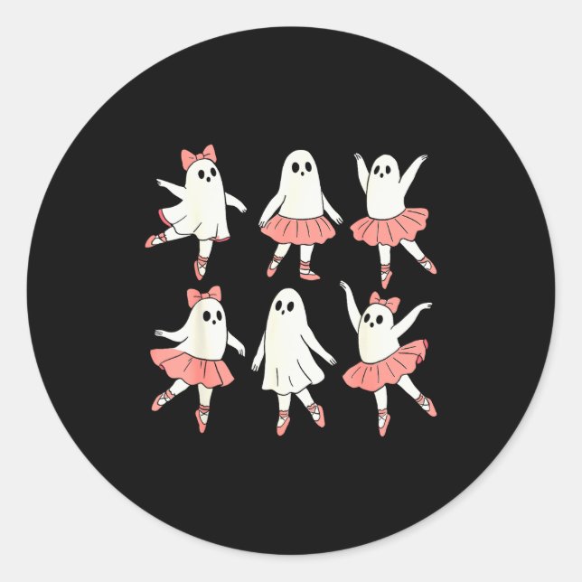 Ghost Ballerina Ballet Dance Teacher Halloween Cos Runder Aufkleber (Vorderseite)