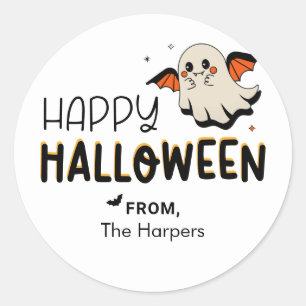 Ghost Bat Frohes Halloween Runder Aufkleber