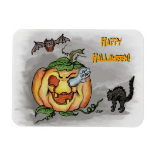 Ghost, Bat und Katze, glücklich Halloween! Magnet