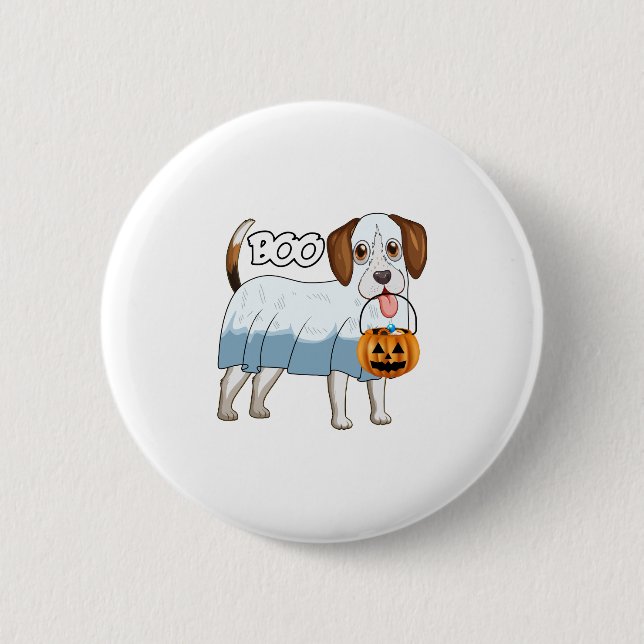 Ghost Beagle Halloween Dog Button (Vorderseite)