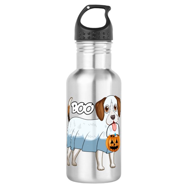 Ghost Beagle Halloween Dog Edelstahlflasche (Vorderseite)