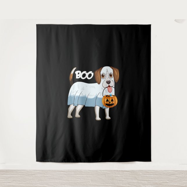 Ghost Beagle Halloween Dog Wandteppich (Vorderseite)