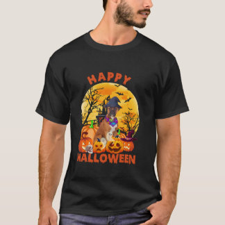 Ghost Beängstigend Pumpkin Moon Witch Boxer Dog Ha T-Shirt