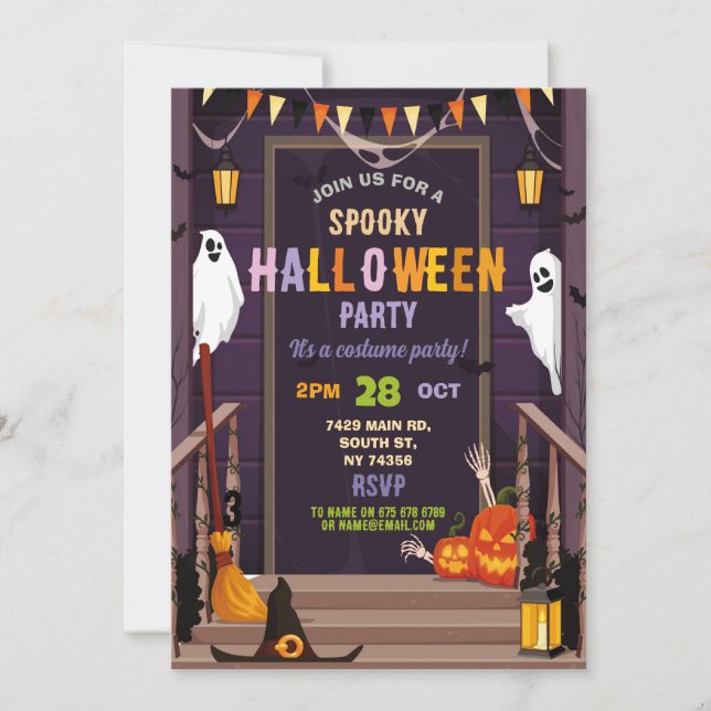 Ghost Birthday Spuk House Halloween Pumpkin Einladung (Vorderseite)