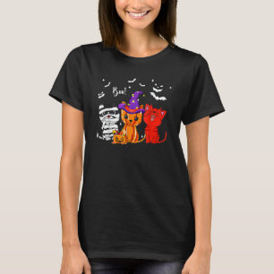 Ghost Black Cat Boo Y'all Pumpkin Halloween Leopar T-Shirt