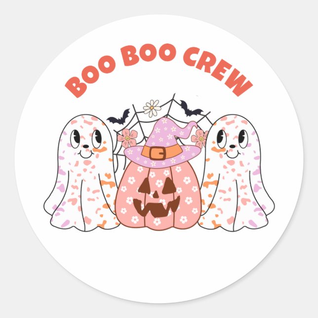 Ghost Boo Crew Halloween Personalisiert Runder Aufkleber (Vorderseite)