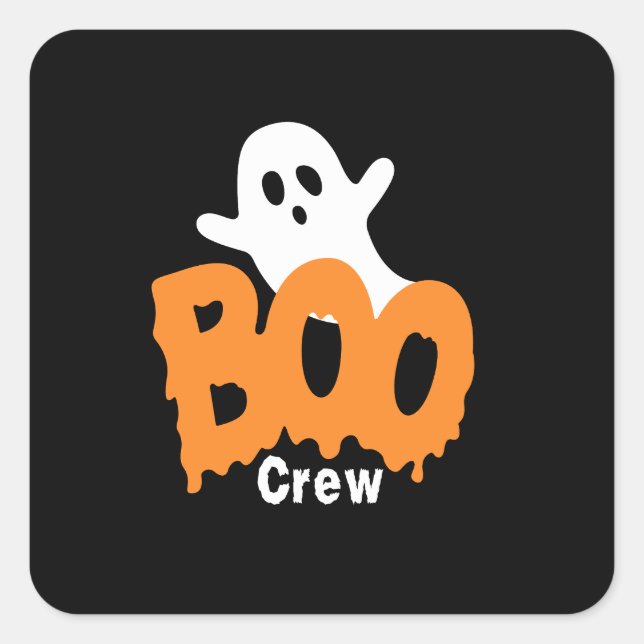 Ghost Boo Crew Halloween Quadratischer Aufkleber (Vorderseite)