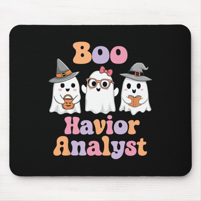 Ghost Boo Havior Analyst Funny Halloween Verhalten Mousepad (Vorne)