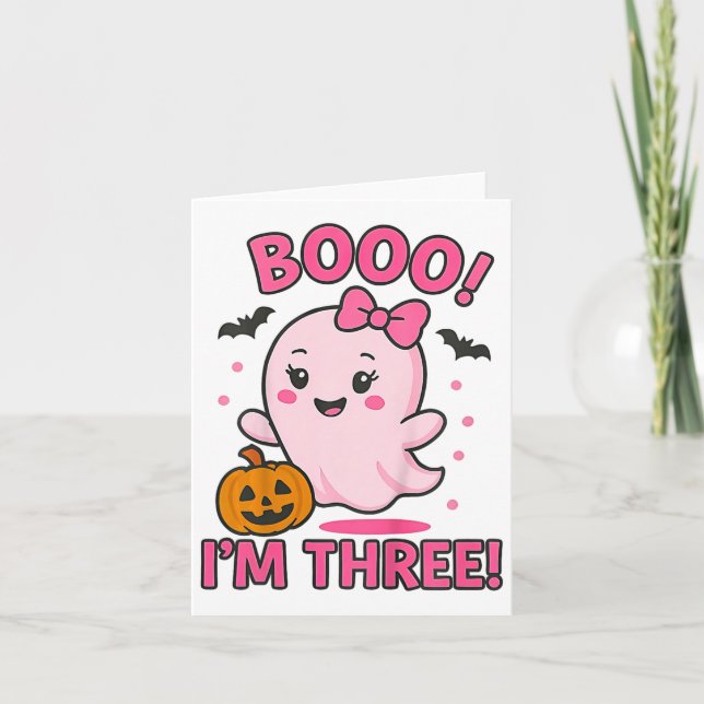 Ghost Boo I'm Three Years 3rd Birthday Toddler Hal Karte (Vorderseite)