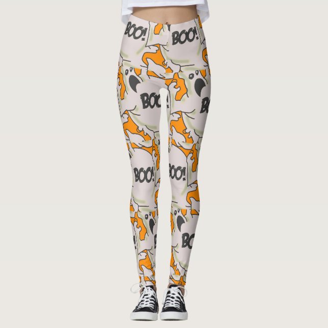Ghost Boo orange Leggings (Vorderseite)