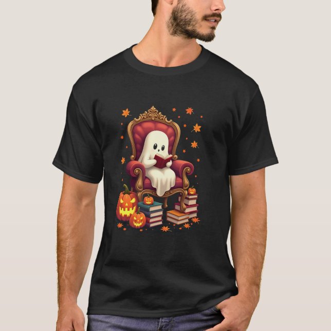 Ghost Book Reader Lesen Buch Lover Lehrer Funny T-Shirt (Vorderseite)