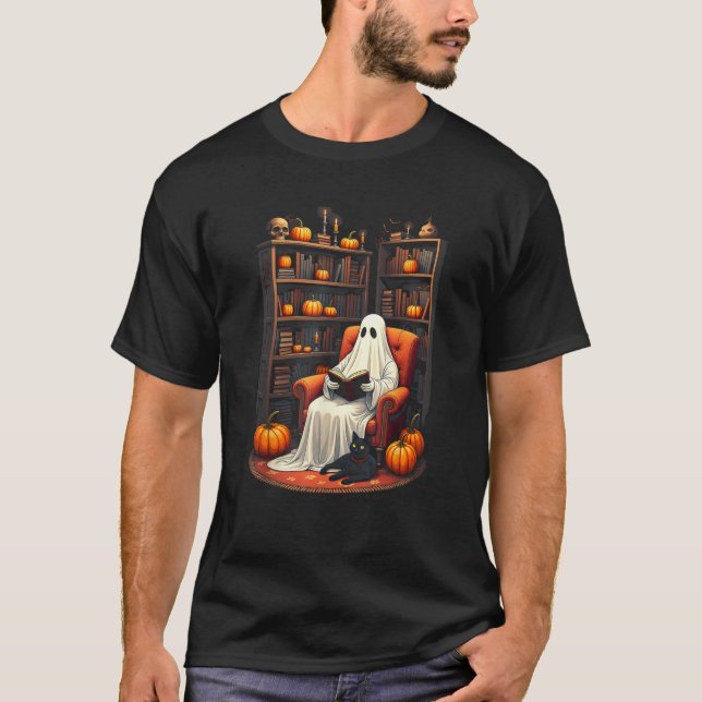 Ghost Book Reader Lesen Buch Lover Lehrer Funny T-Shirt (Vorderseite)