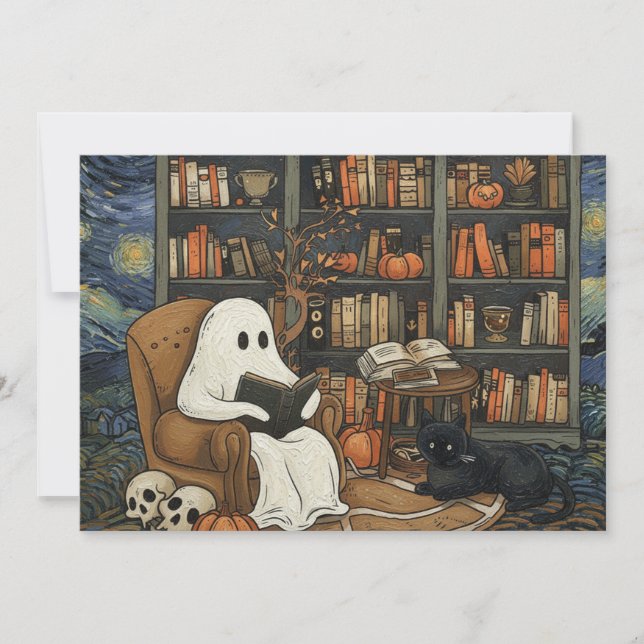 Ghost Book Reader Lesen der Buchliteratur Lover Einladung (Vorderseite)