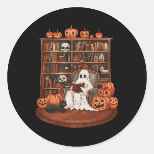 Ghost Book Reading Lehrer Halloween Librarian Boo Runder Aufkleber