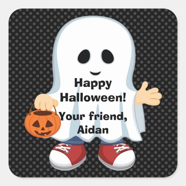 Ghost Boy | Sticker pour l'Halloween pour enfants (Devant)