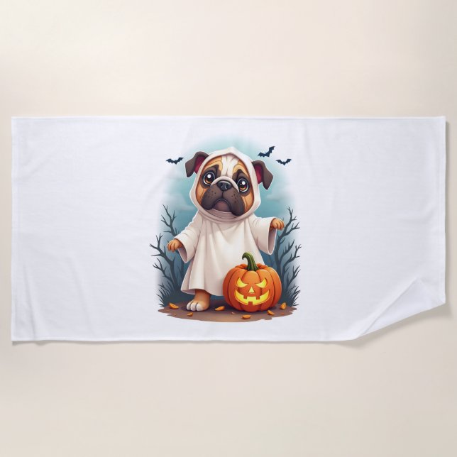 Ghost Bulldog Boo Strandtuch (Vorderseite)