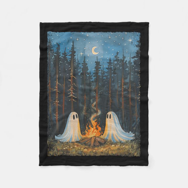 Ghost Campfire Camping Lover Forest Gothic Hallowe Fleecedecke (Vorderseite)