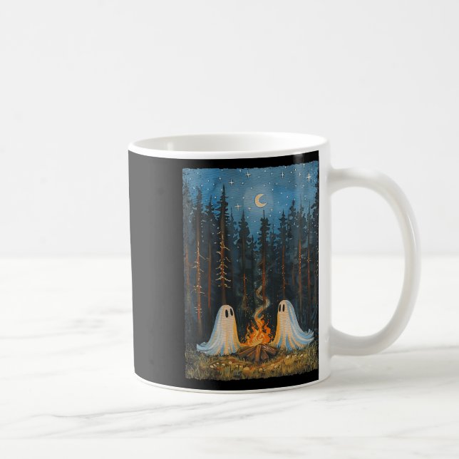 Ghost Campfire Camping Lover Forest Gothic Hallowe Kaffeetasse (Rechts)
