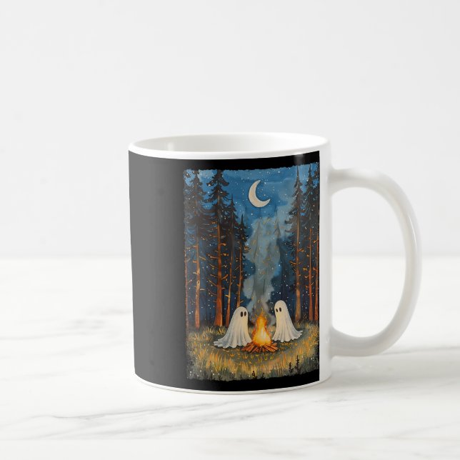 Ghost Campfire Camping Lover Forest Gothic Hallowe Kaffeetasse (Rechts)