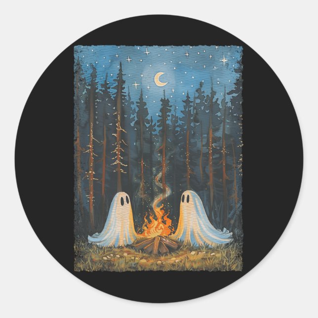 Ghost Campfire Camping Lover Forest Gothic Hallowe Runder Aufkleber (Vorderseite)