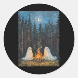 Ghost Campfire Camping Lover Forest Gothic Hallowe Runder Aufkleber