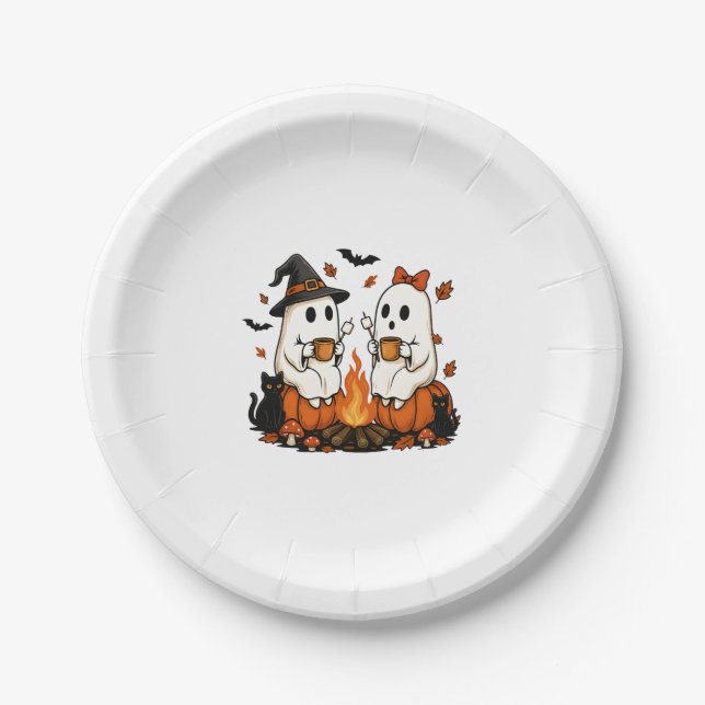 Ghost Campfire Halloween Pappteller (Vorderseite)