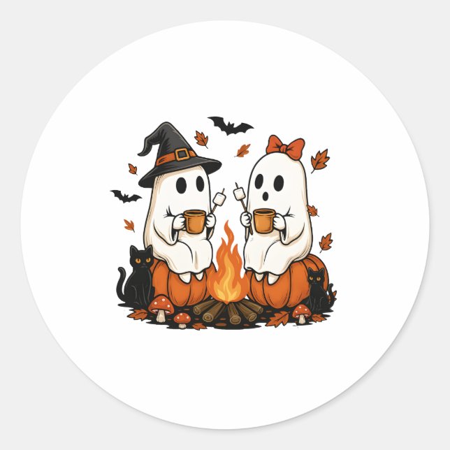Ghost Campfire Halloween Runder Aufkleber (Vorderseite)