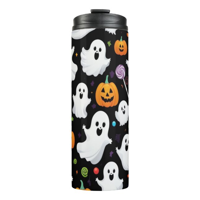 Ghost Candy Halloween Black Thermosbecher (Vorderseite)