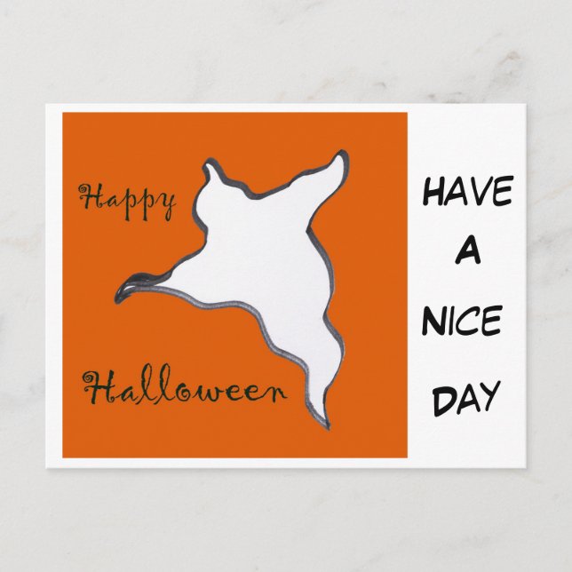 Ghost Cartoon Happy Halloween Cust. Postkarte (Vorderseite)