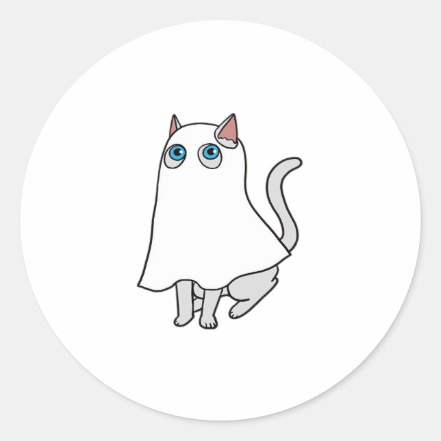 Ghost Cat Classic T - Shirt_1 Runder Aufkleber (Vorderseite)